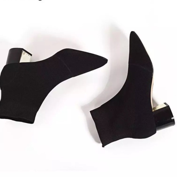 Ankle Knit Sock Booties w/ Block Heel - Picture 8 of 8